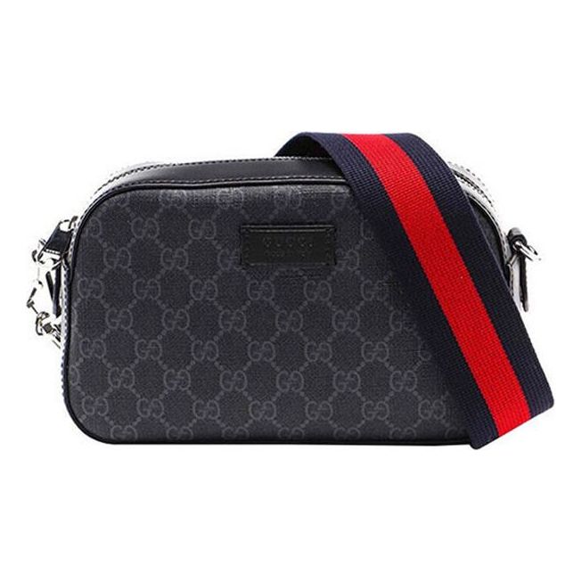 Gucci Logo Stripe Webbing Leather Shoulder Bag 'Black Red' 574886-K5RLN-1095