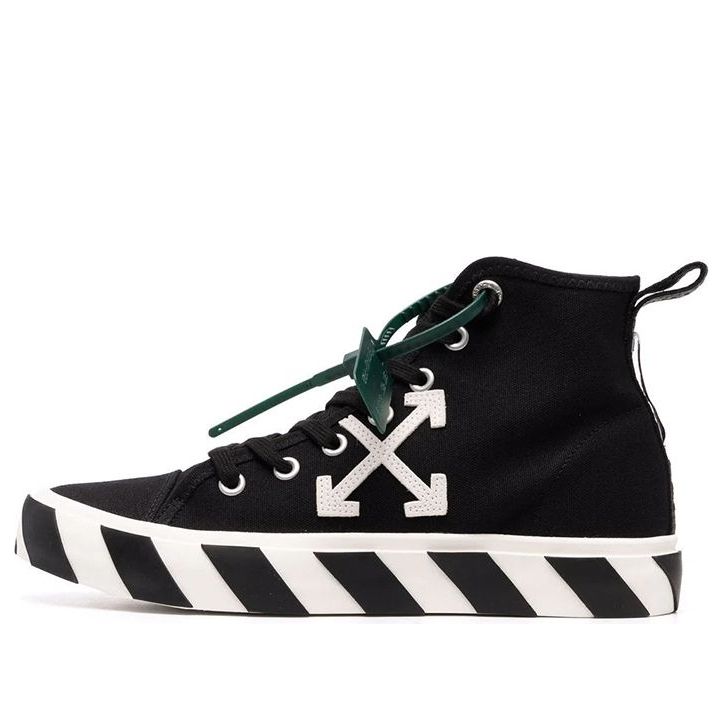 Off-White Vulcanized Mid-Top Canvas Sneakers 'Black White Green' OMIA119C99FAB0011001