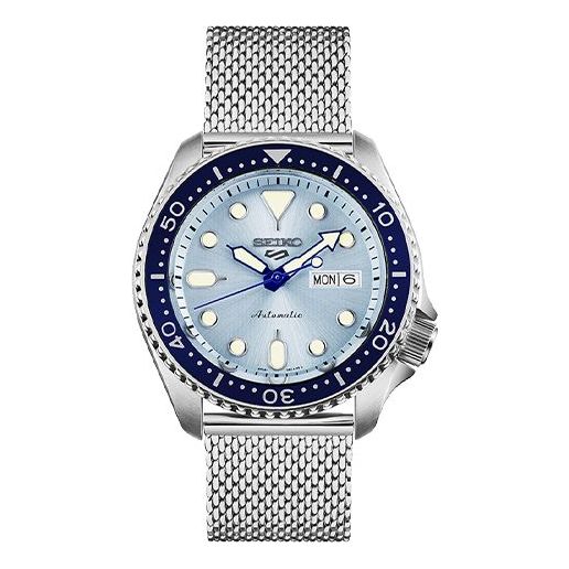 Men's SEIKO No. 5 Steel strip waterproof Automatic Mechanical Watch Blue Silver SRPE77K1
