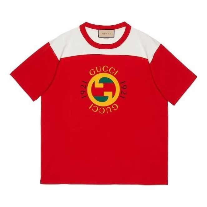 Gucci Cotton Jersey T-Shirt With Gucci Print 'Red' 756708-XJFWL-6362