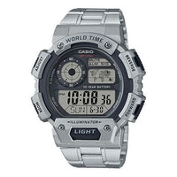 CASIO Sports Waterproof Stainless Steel Strap Quartz Mens Silver Digital AE-1400WHD-1A