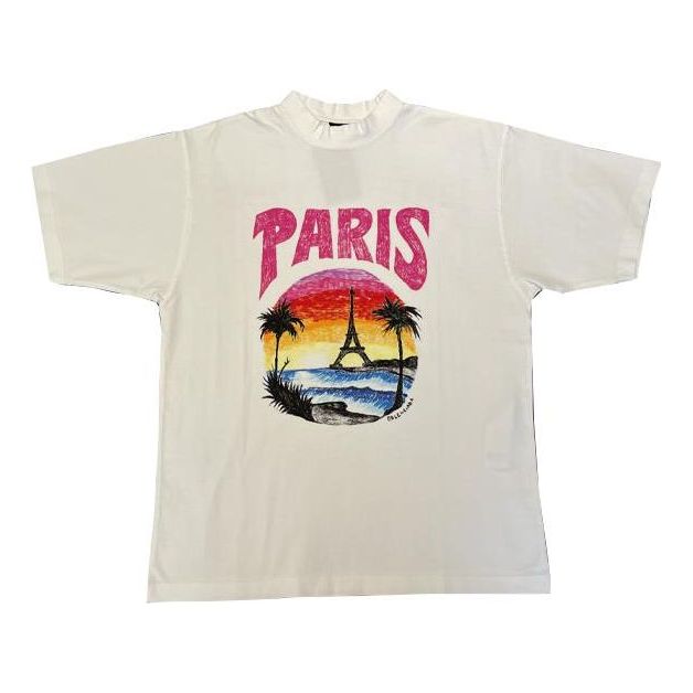 (WMNS) Balenciaga Paris Tropical T-Shirt 'White' 764235TPVL99601
