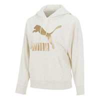 (WMNS) PUMA Classics Logo Printing Hoodie Ivory 531385-73