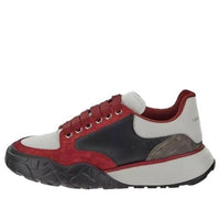 Alexander McQueen Color Block Low-top Leather Sneakers 'Red Black Grey' 667799WID6J8829