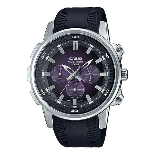 Casio Dress Classic Analog Watch 'Black Purple Silver' MTP-E505-6AV