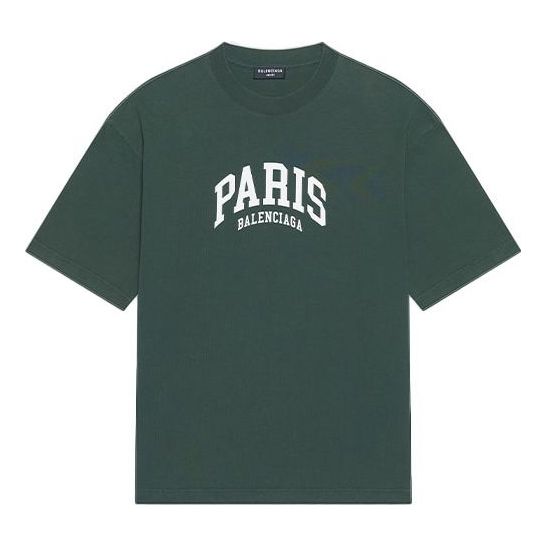 Balenciaga Cities Paris T-shirt Medium Fit 'Green' 612966TLVL73011
