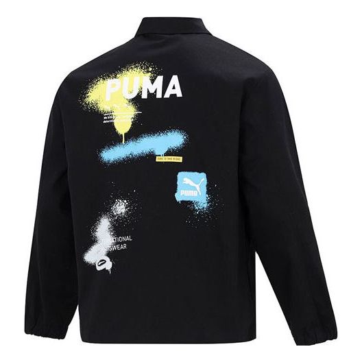 PUMA Logo Printing Loose Woven lapel Jacket Black 536089-01