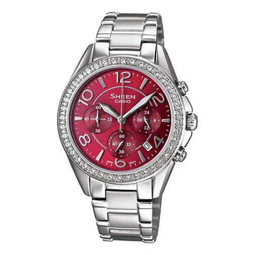 CASIO Waterproof Stainless Steel Strap Wine Red Analog SHE-5022D-4ADR