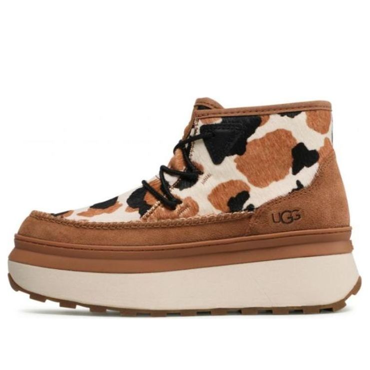 (WMNS) UGG Marin Bootie Cow Print Sneaker 'Chestnut' 1121811-CHE