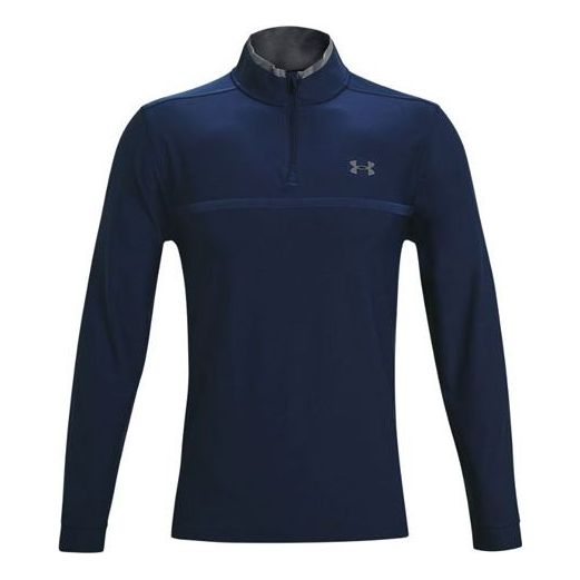 Men's Under Armour Playoff 2.0 Logo Printing Half Zipper Loose Navy Blue 1361821-408