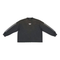 Balenciaga Embroidered BB Sleeve Crewneck Sweater 'Washed Black White' 699191TMVG79034