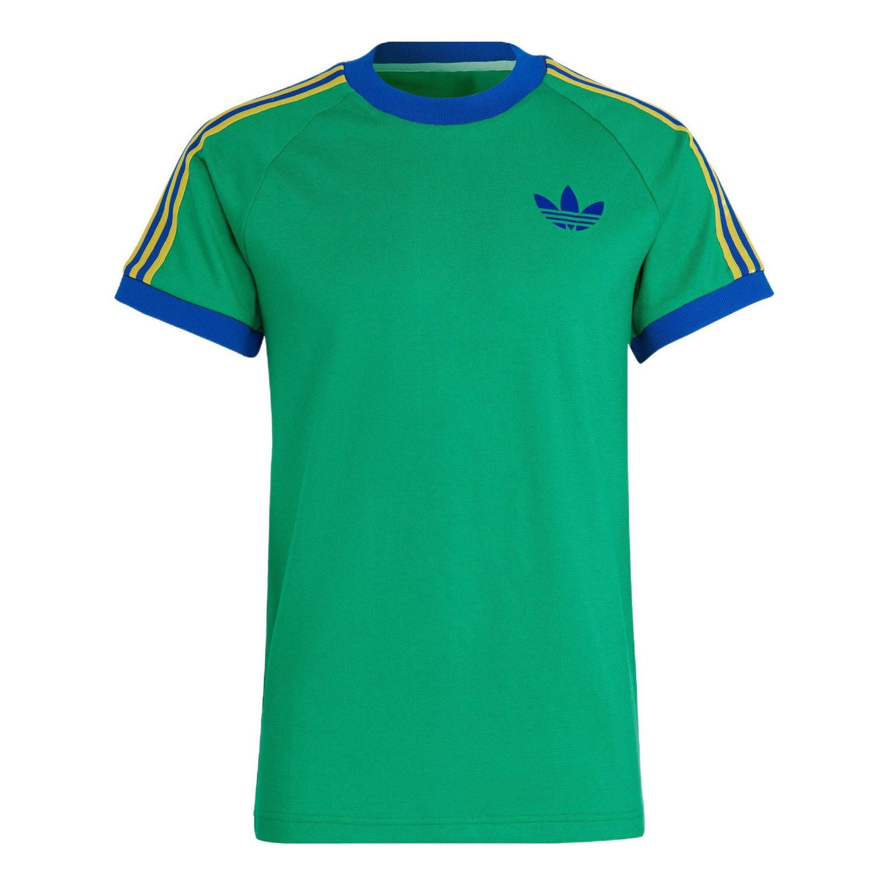 Men's adidas originals Cali Tee Pattern Stripe Printing Ribbed Round Neck Short Sleeve Green T-Shirt IB3423