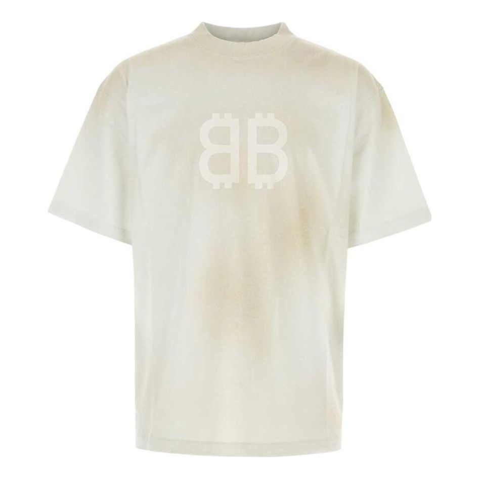Balenciaga BB Paris Strass T-shirt Medium Fit 'Dirty White' 739784TOVU69012