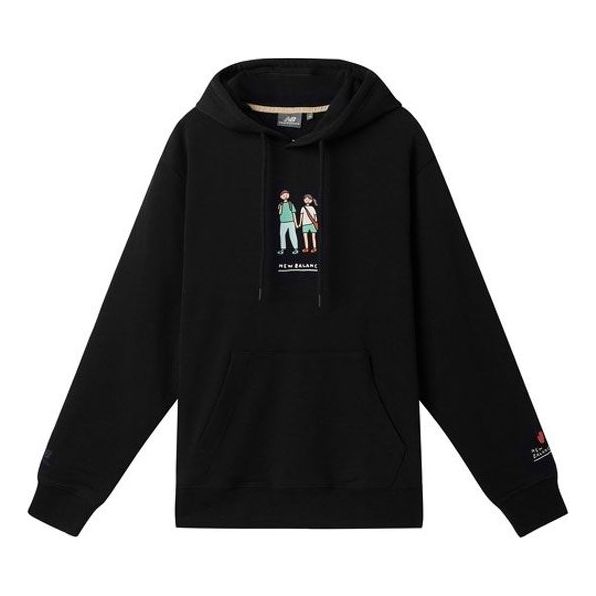 New Balance x Zero Per Zero Printing Casual Sports Round Neck Hoodie 'Black' NCA47013-BK