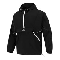 adidas Athleisure Casual Sports hooded Training Knit Jacket Black H40213