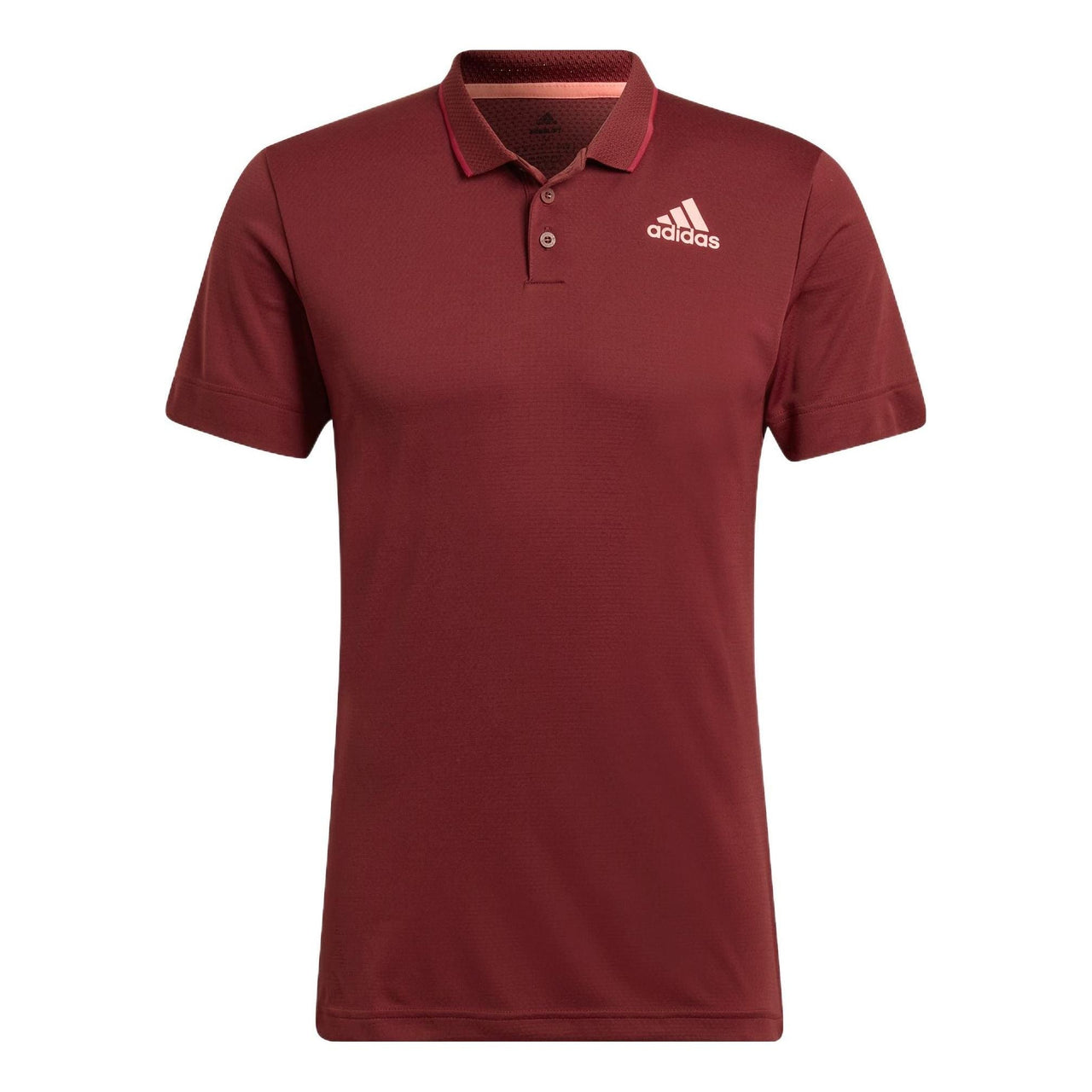 Men's adidas Gameset Solid Color Logo Micro Mark Tennis Sports Short Sleeve Wine Red Polo Shirt HB9133
