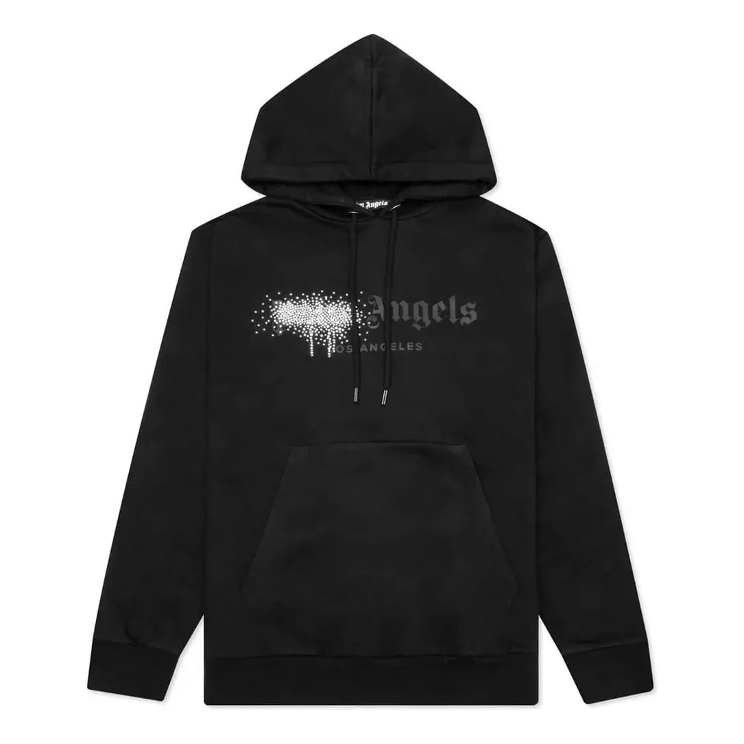 Palm Angels Fw22 Rhinestone Sprayed Hoodie 'Black' PMBB003F22FLE0011010
