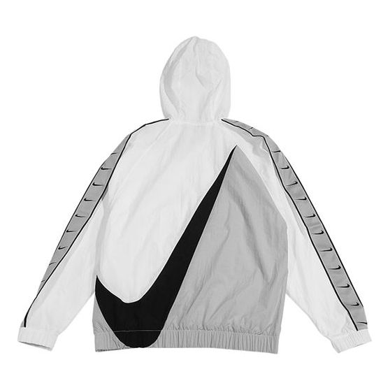 Nike Sportswear Swoosh Long Sleeve Printed Loose Pocket Hoodie White CD0420-100