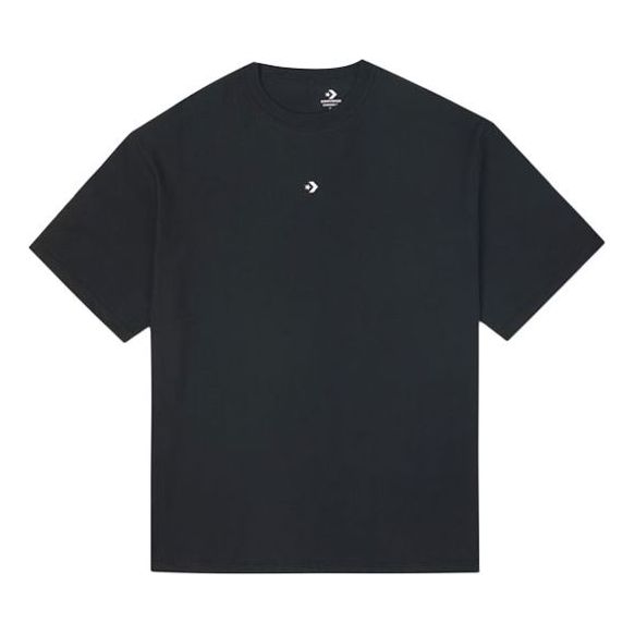 Converse Solid Color Loose Round Neck Short Sleeve Couple Style Black 10020975-A02