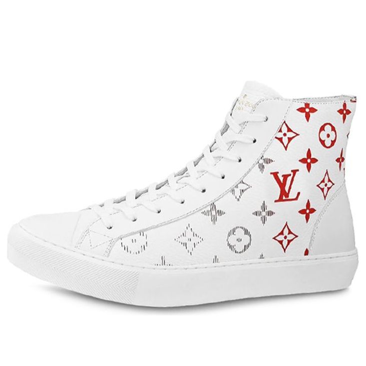 حذاء رياضي للكاحل من LOUIS VUITTON Tattoo Monogram 'أبيض وأحمر ورمادي' 1A5Z0C