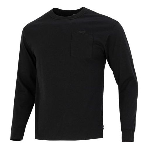 Men's Nike Solid Color Athleisure Casual Sports Round Neck Long Sleeves Black T-Shirt DR7930-010