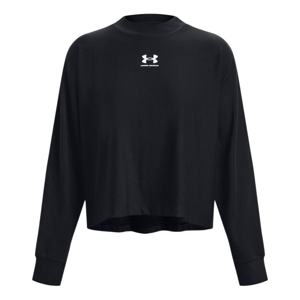 (WMNS) Under Armour Logo Rival Terry Oversized Crew 'Black' 1376995-001