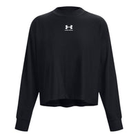 (WMNS) Under Armour Logo Rival Terry Oversized Crew 'Black' 1376995-001