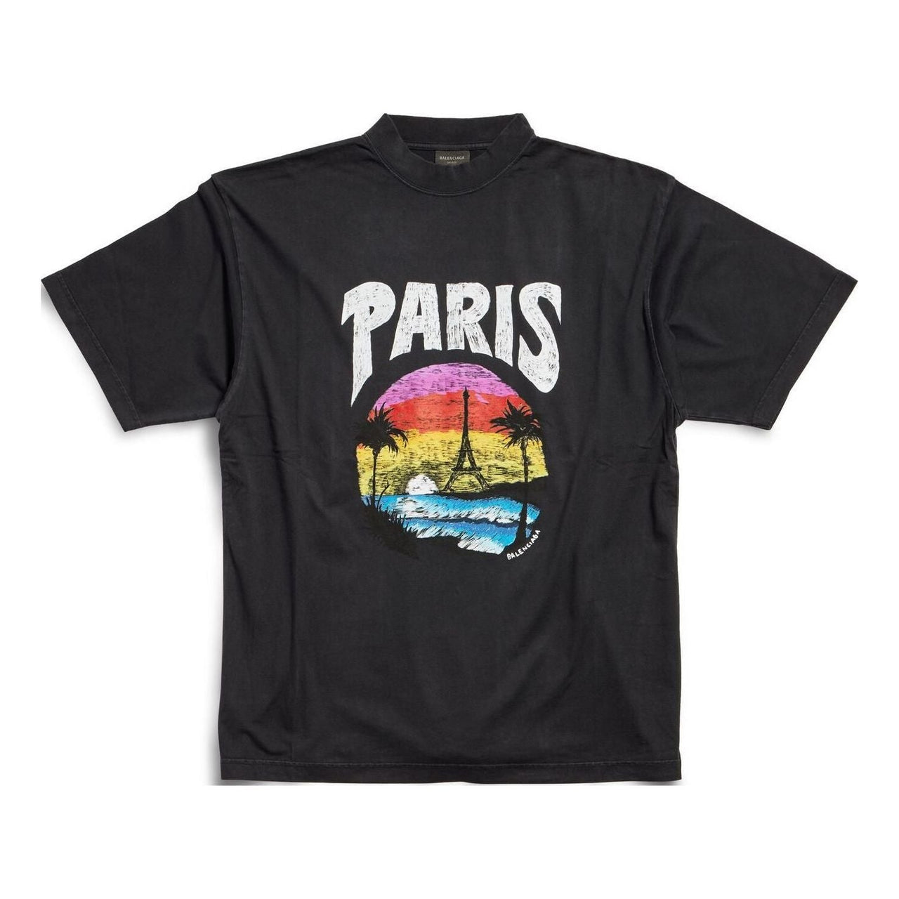 Balenciaga Paris Tropical T-shirt Medium Fit 'Black' 764235TPVL91569