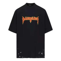 Balenciaga Metallica Short Sleeve T-Shirt Oversized Fit 'Black Orange' 694576TMV881055