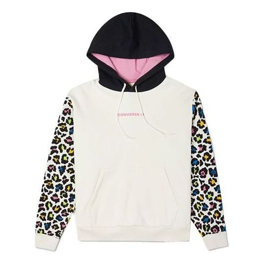 (WMNS) Converse Rainbow Leopard Print Pullover Hoodie 'Off White' 10023080-A01