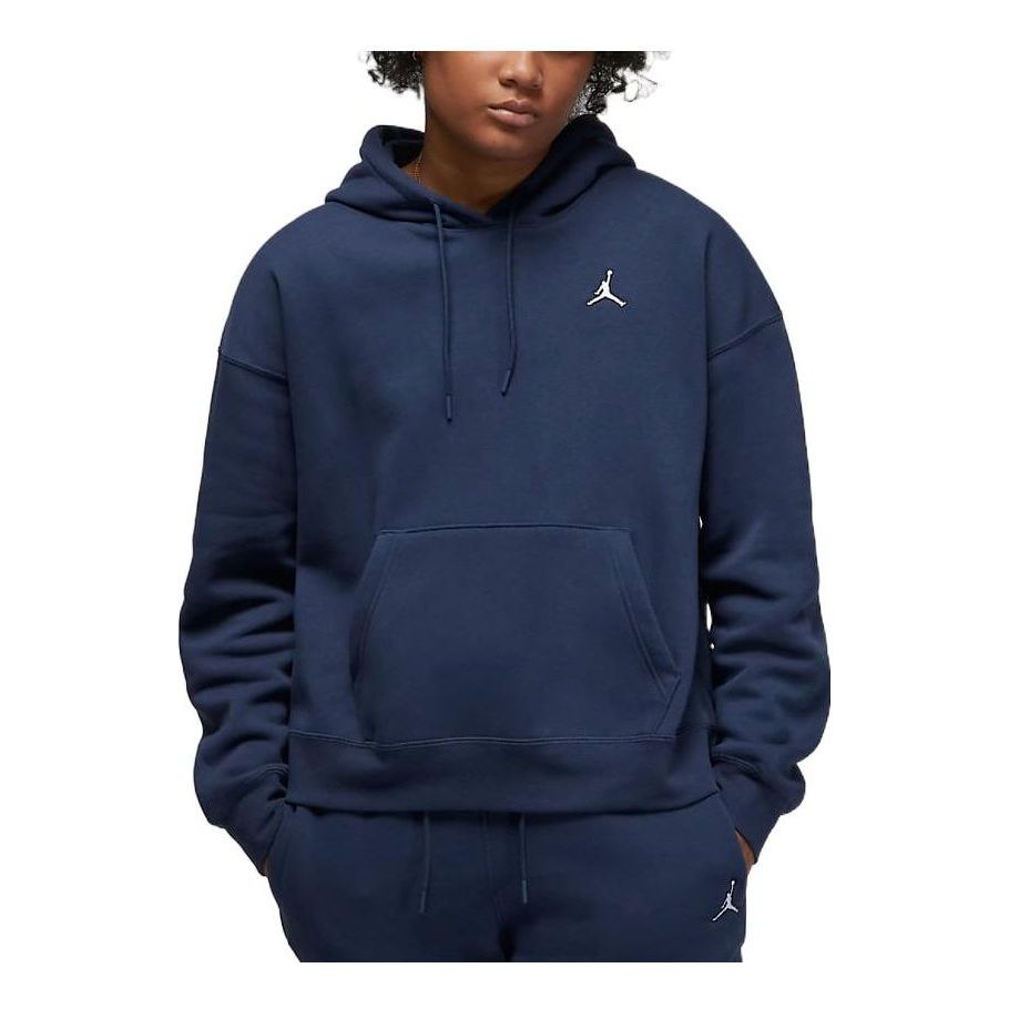 (WMNS) Air Jordan Logo Fleece Hoodie 'Navy' DQ4459-410