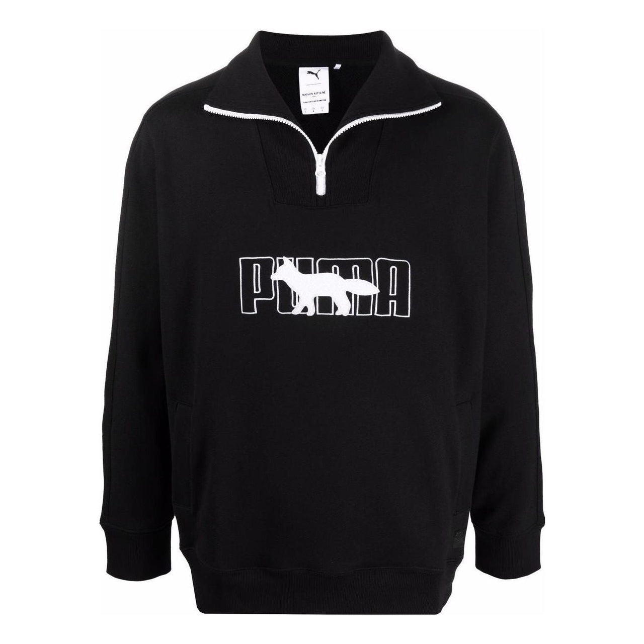 PUMA x Maison Kitsun Half Zip Sweater 'Black White' 532322-01