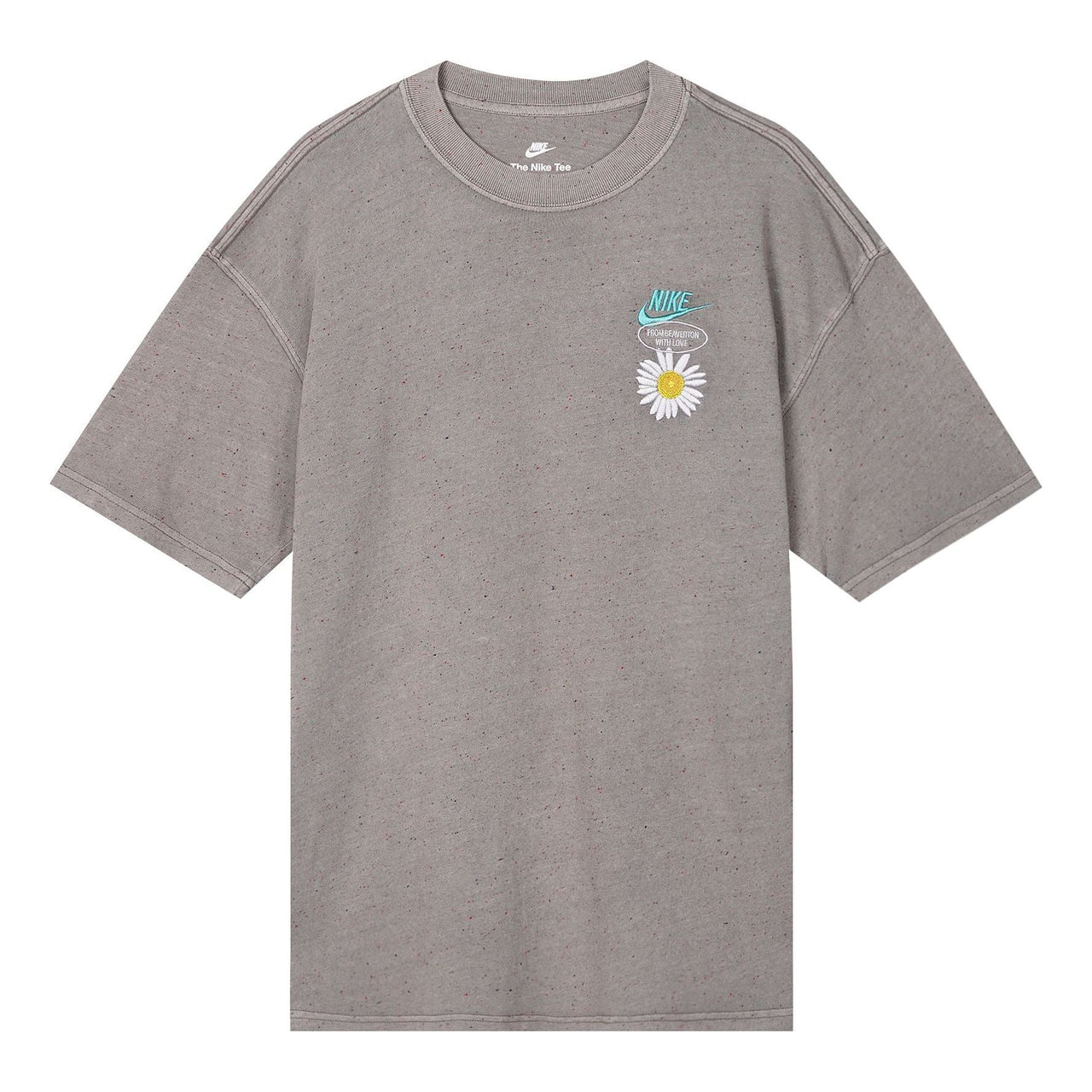 Men's Nike SS22 Round Neck Daisy Printing Short Sleeve Gray T-Shirt DM6334-289