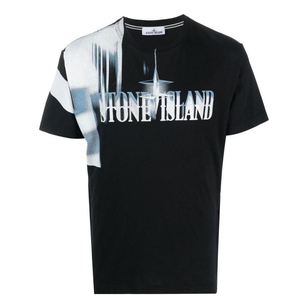 STONE ISLAND Blurred Logo T-shirt 'Black' 77152NS87-V0029