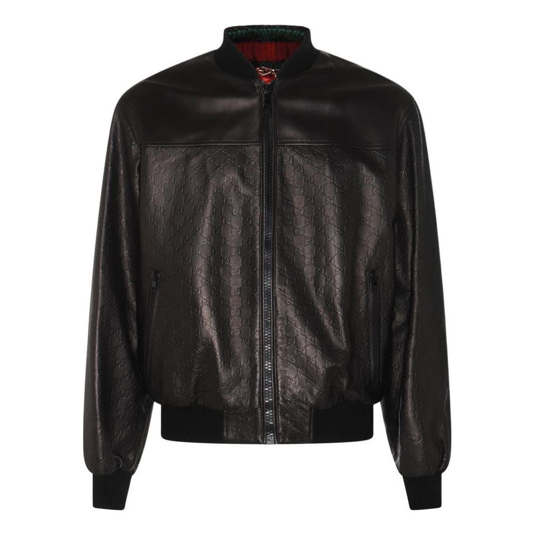 Gucci GG Embossed Leather Bomber Jacket 'Black' 764861-XNA0D-1000