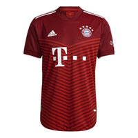 Men's adidas Bayern Munich 21/22 Home Stripe Printing Alphabet Pattern V Neck Short Sleeve Soccer/Football Jersey Red GM5308