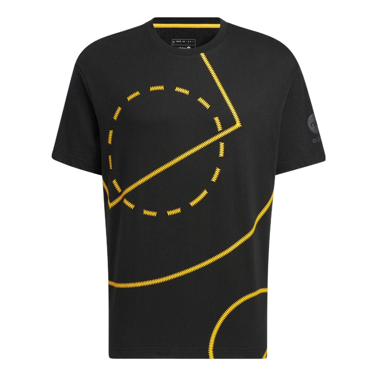 adidas neo Geometry Pattern Printing Round Neck Short Sleeve Unisex Black T-Shirt HM9999