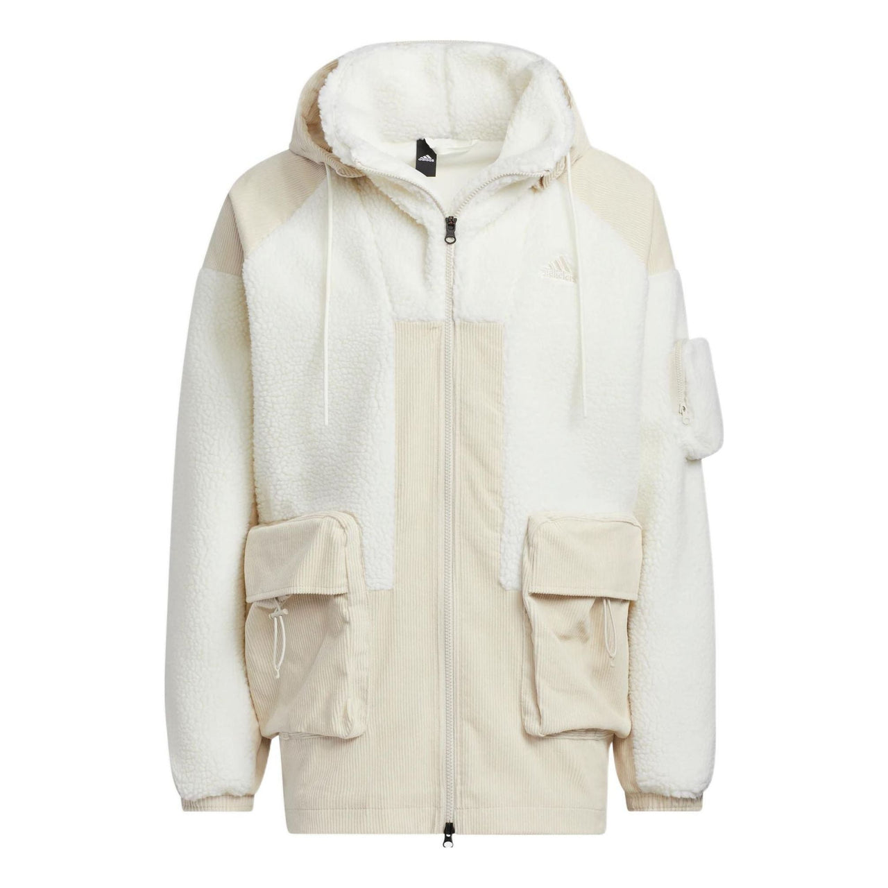adidas patch fleece cargo jacket 'Cream White' HN9017