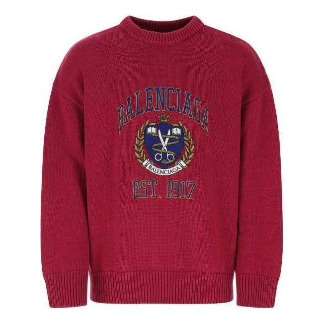 Balenciaga Est. 1917 College Logo Crewneck Sweater 'Red' 675267T32176164
