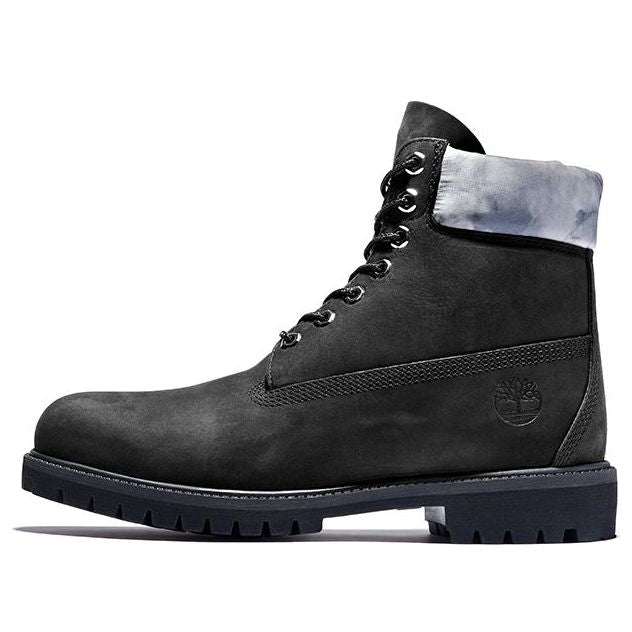Timberland Premium 6 Inch Waterproof Boots 'Black Nubuck with Grey Camo Collar' A2NCJ001