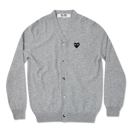 COMME des GARCONS PLAY V-Neck Cardigan Black Heart 'Grey' AZ-N024-051-2