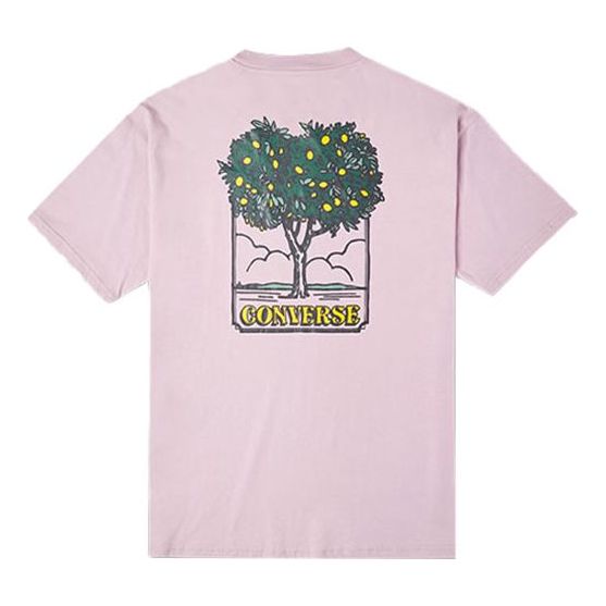 Men's Converse Cartoon Printing Loose Sports Round Neck Short Sleeve Pink Purple 10022047-A04