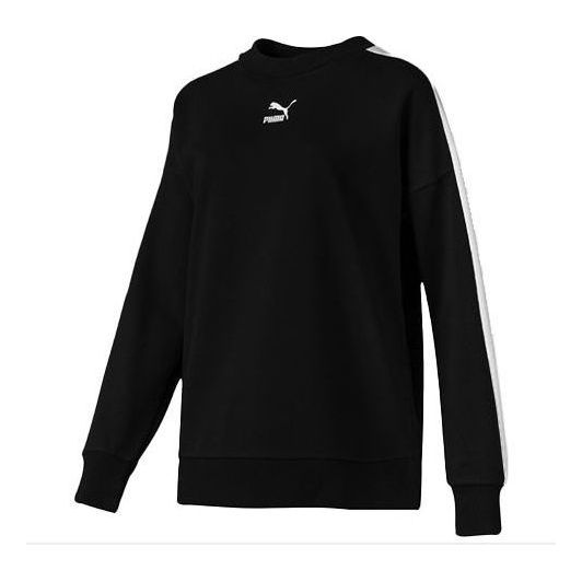 (WMNS) PUMA Crew Neck Jumper Sweater 'Black White' 595932-01