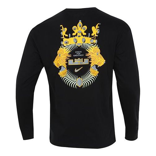 Men's Nike Lbj Nk Lion Ls Max90 Tee Alphabet Printing Sports Round Neck Long Sleeves Black T-Shirt DM2465-010