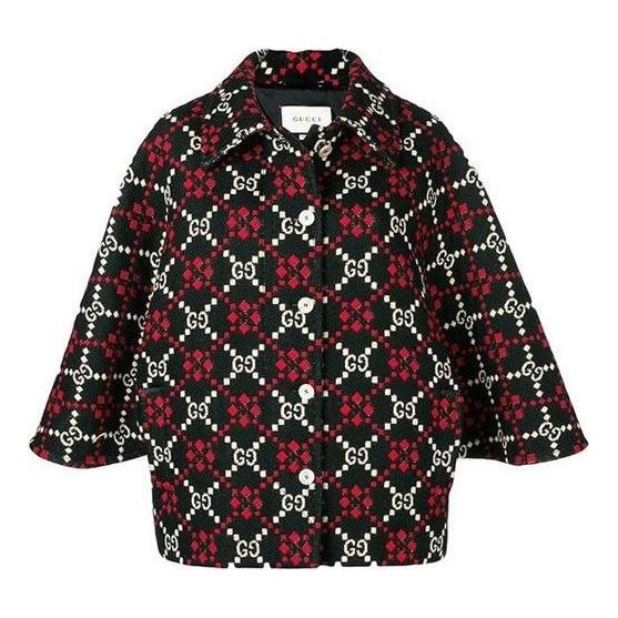 (WMNS) Gucci GG Diamond Wool Cape Coat 'Red Black' 543342-Z507-M1210