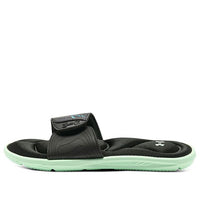 (WMNS) Under Armour Ignite 4 Graphic Strap Slide 'Black Aqua Foam' 3024453-001