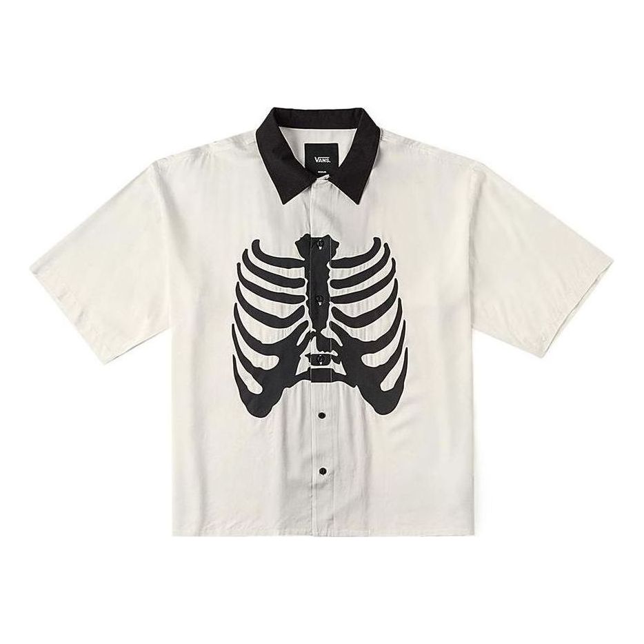 Vans Skeleton Short Sleeve Shirt 'Beige Black' VN000JHHFS8