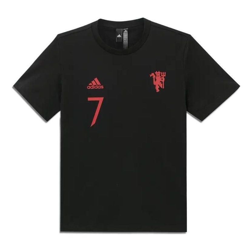 Men's adidas Alphabet Numeric Printing Round Neck Short Sleeve Black T-Shirt IB8358