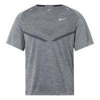 Men's Nike Dri-FIT ADV TechKnit Ultra Solid Color Reflective Running Sports Short Sleeve Gray DM4754-010