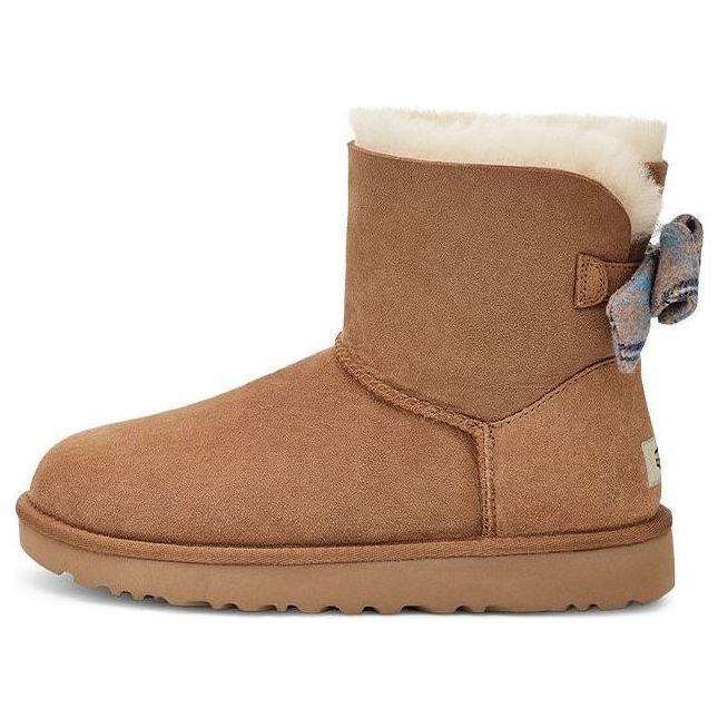 (WMNS) UGG Mini Bailey Bow Plaid Ribbon 1119115-CHE